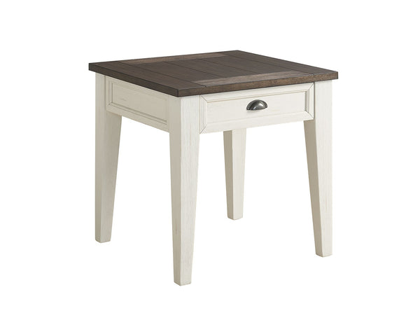 Cayla End Table, Dark Oak/White