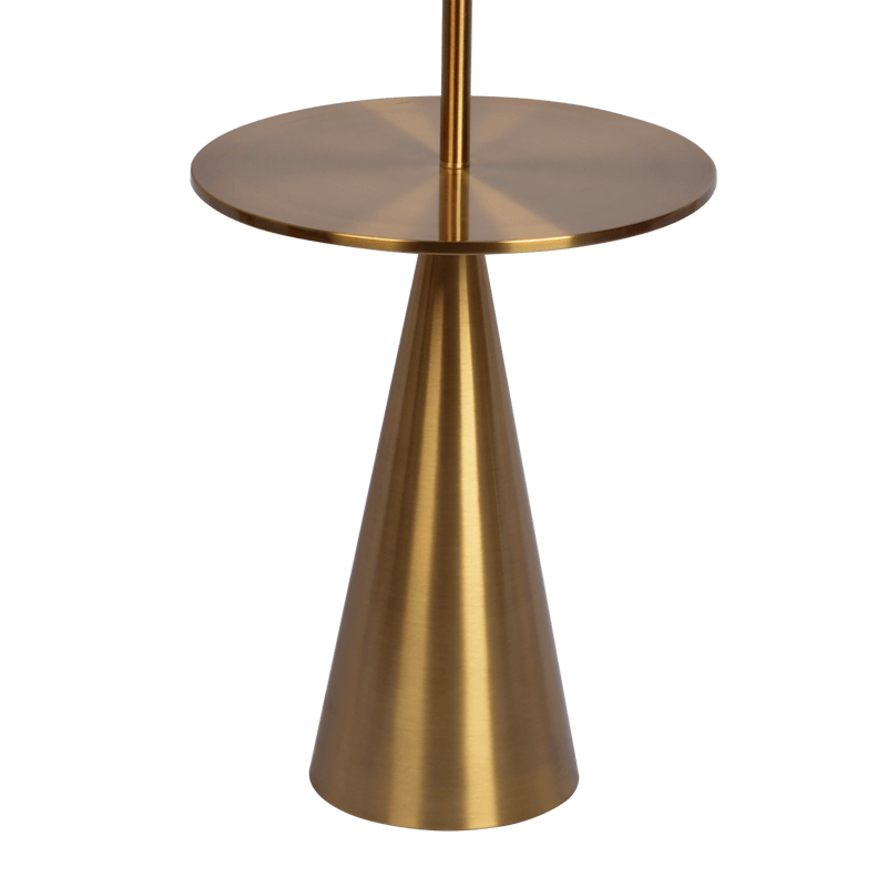 Celestial Modern Floor Lamp with Brass Accent Table with Large White Shade