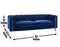 Charlene Blue Velvet Button Tufted Rolled Arm Chesterfield Sofa