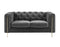 Charlene Gray Velvet Button Tufted Rolled Arm Chesterfield Loveseat