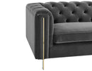 Charlene Gray Velvet Button Tufted Rolled Arm Chesterfield Loveseat