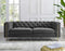 Charlene Gray Velvet Button Tufted Rolled Arm Chesterfield Sofa