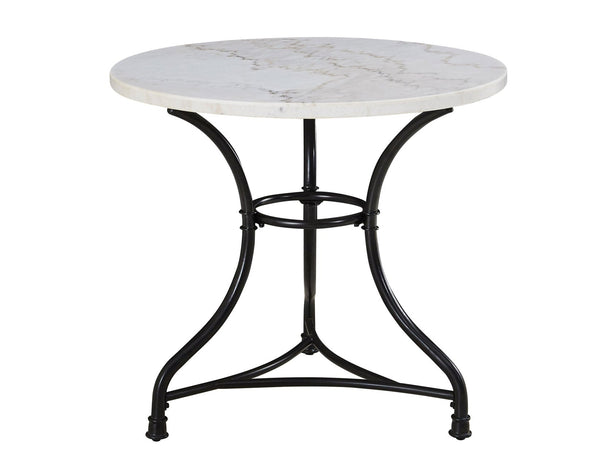 Claire 34 inch Round White Marble Top Bistro Table