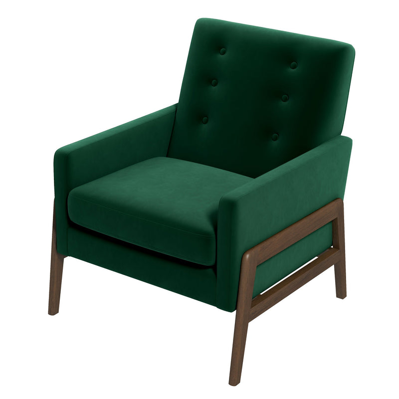 Stella Green Velvet Solid Wood Lounge Chair