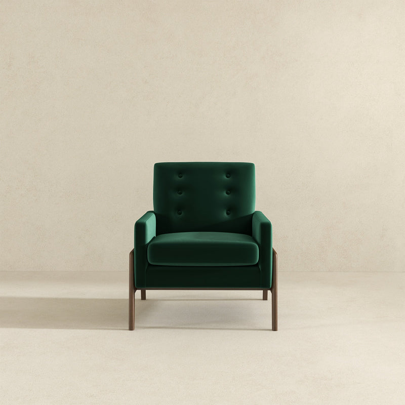 Stella Green Velvet Solid Wood Lounge Chair