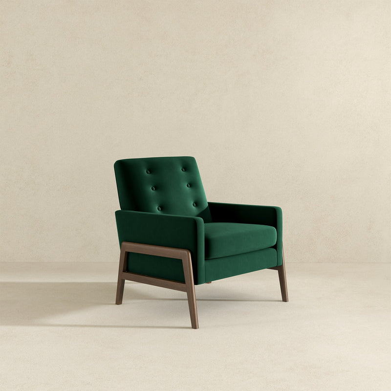 Stella Green Velvet Solid Wood Lounge Chair