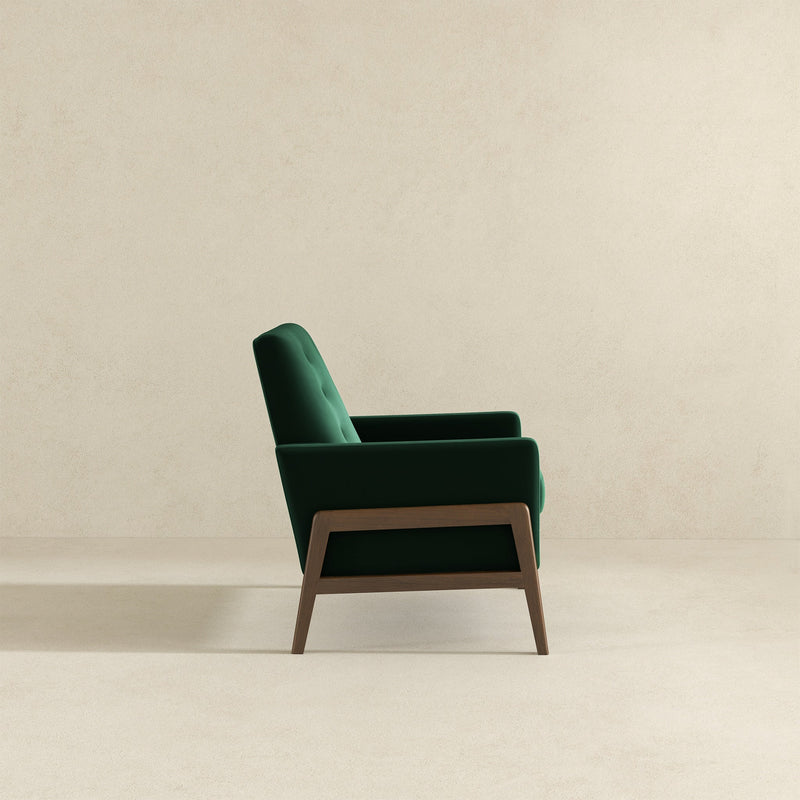 Stella Green Velvet Solid Wood Lounge Chair