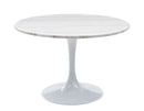 Colfax 45 inch Round White Marble Top/White Base Dining Table