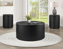 Colvin 36″ Round Castered Coffee Table, Black Finish