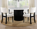 Colvin 52″ Round White Marble Dining Table, Black Finish