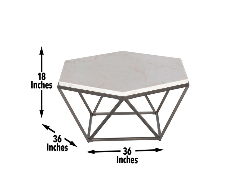 Corvus White Marble Top HexagonCocktail Table