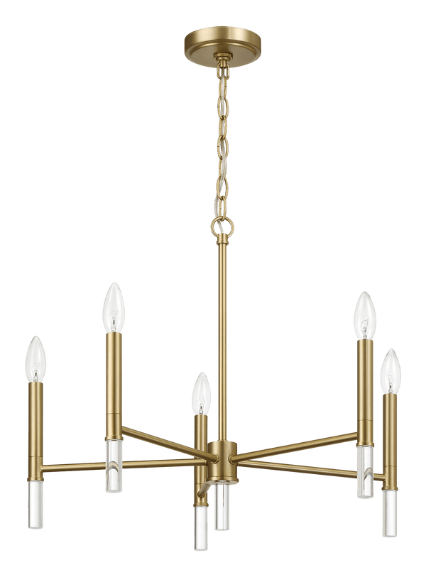 Courtyard Five Light Golden Brass Candle Light Chandelier 24"W × 17.75"H