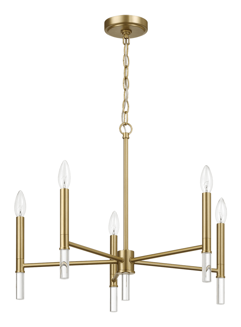 Courtyard Five Light Golden Brass Candle Light Chandelier 24"W × 17.75"H