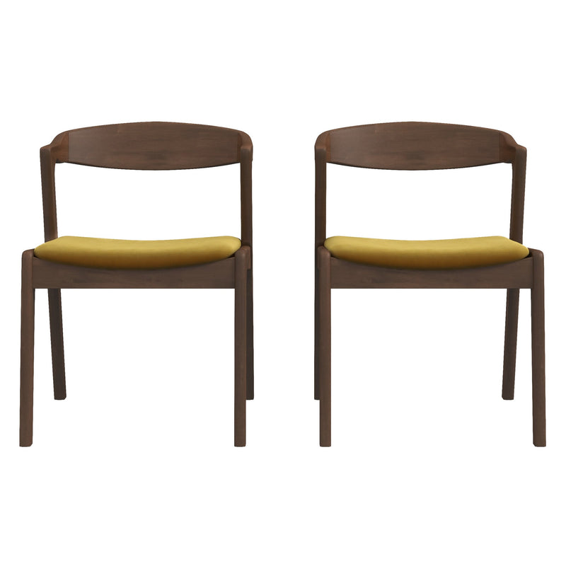 Dakota Dark Yellow Velvet Dining Chair (Set Of 2)