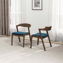 Dakota Mid-Century Modern Solid Wood Velvet Dining Chair (Set of 2) Black Leather