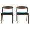 Dakota Mid-Century Modern Solid Wood Velvet Dining Chair (Set of 2) Black Leather