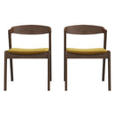 Dakota Mid-Century Modern Solid Wood Velvet Dining Chair (Set of 2) Black Leather