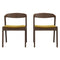 Dakota Mid-Century Modern Solid Wood Velvet Dining Chair (Set of 2) Black Leather