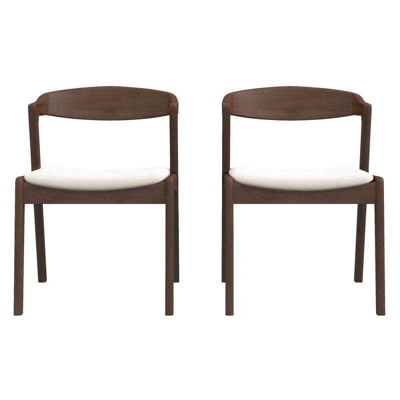 Dakota Mid-Century Modern Solid Wood Velvet Dining Chair (Set of 2) Black Leather