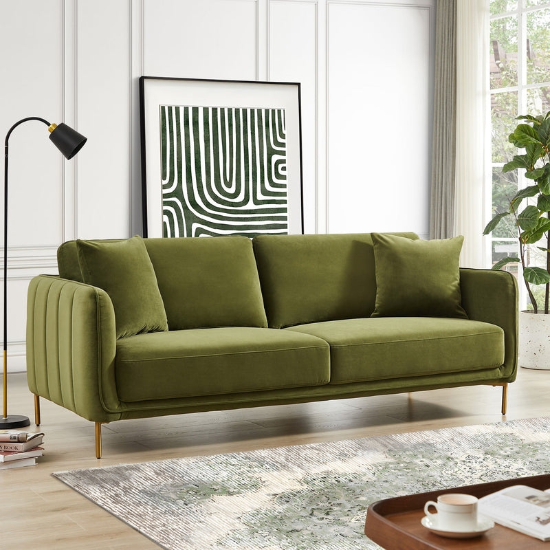 Daman Olive Green Velvet Sofa