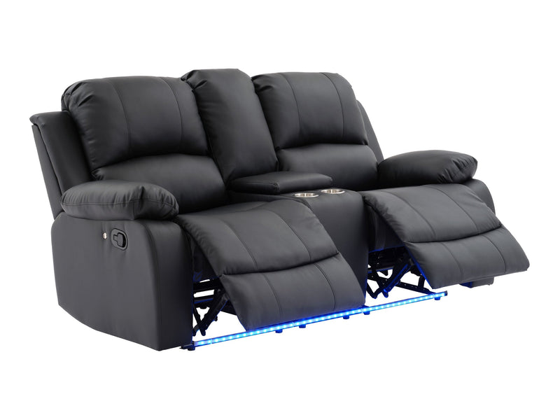 Daytona Black 3 Piece Leather Reclining Living Room Set