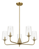 Dazzle Five Lights Chandelier With Clear Seeded Glass -Satin Brass