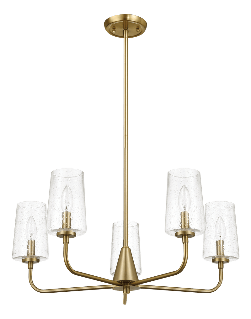 Dazzle Five Lights Chandelier With Clear Seeded Glass -Satin Brass