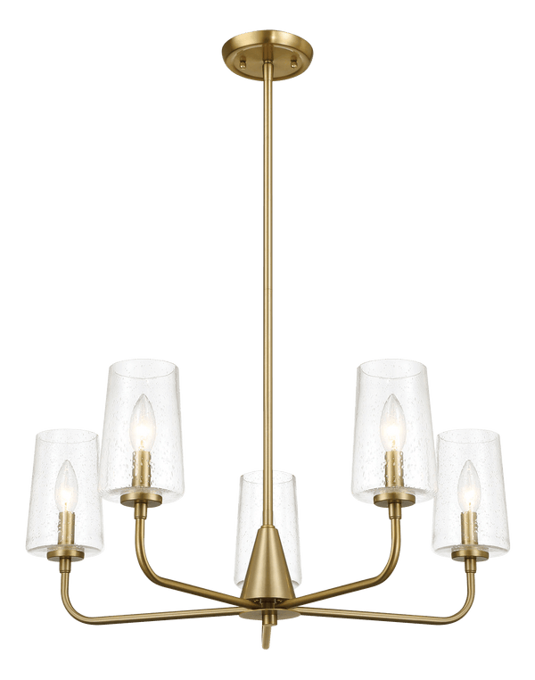 Dazzle Five Lights Chandelier With Clear Seeded Glass -Satin Brass