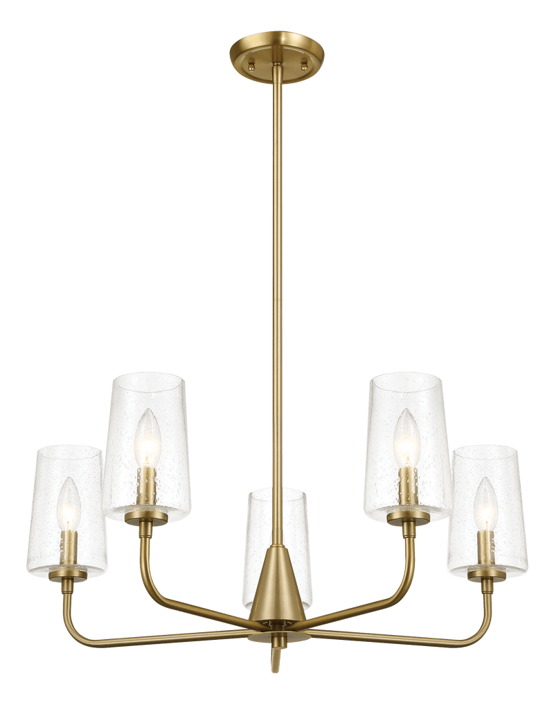 Dazzle Five Lights Chandelier With Clear Seeded Glass -Satin Brass