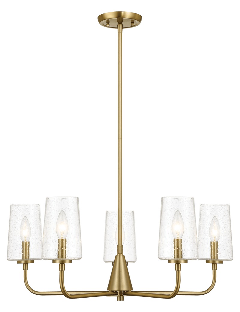 Dazzle Five Lights Chandelier With Clear Seeded Glass -Satin Brass