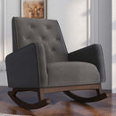 Demetrius Light Grey Microfiber Solid Wood Rocking Chair