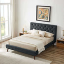 Dillon Velvet Platform Bed King / Blue