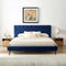 Dillon Velvet Platform Bed King / Blue