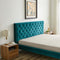 Dillon Velvet Platform Bed King / Blue