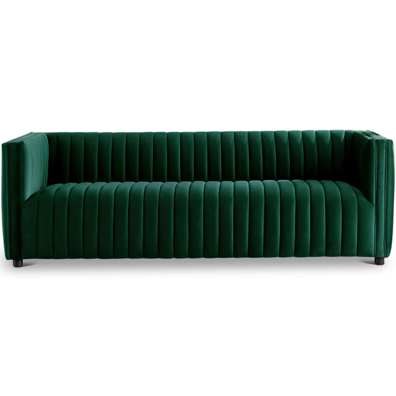 Dominic Channel Tufted Velvet Sofa Green Velvet