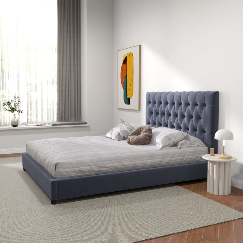 Donald Upholstered Platform Bed King / Cognac