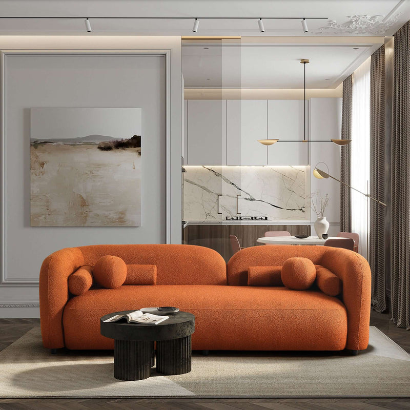 Donna Japandi Style Boucle Sofa Orange