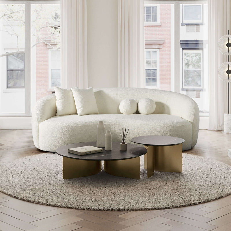 Blair Ivory Curvy Boucle Sofa