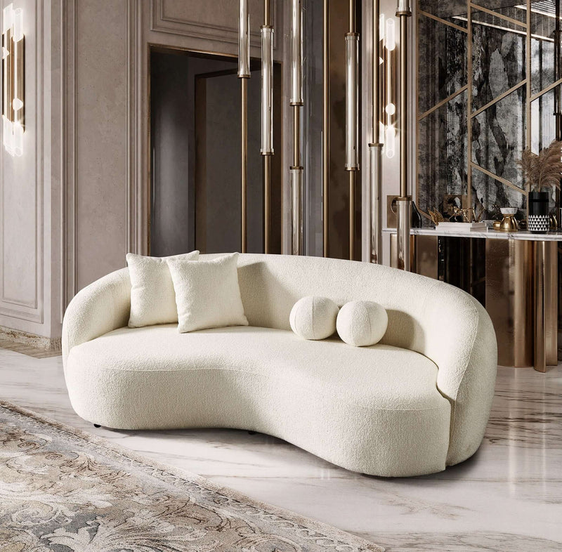 Blair Ivory Curvy Boucle Sofa