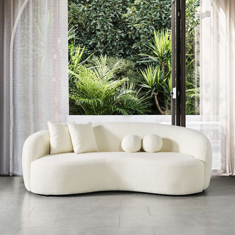 Blair Ivory Curvy Boucle Sofa