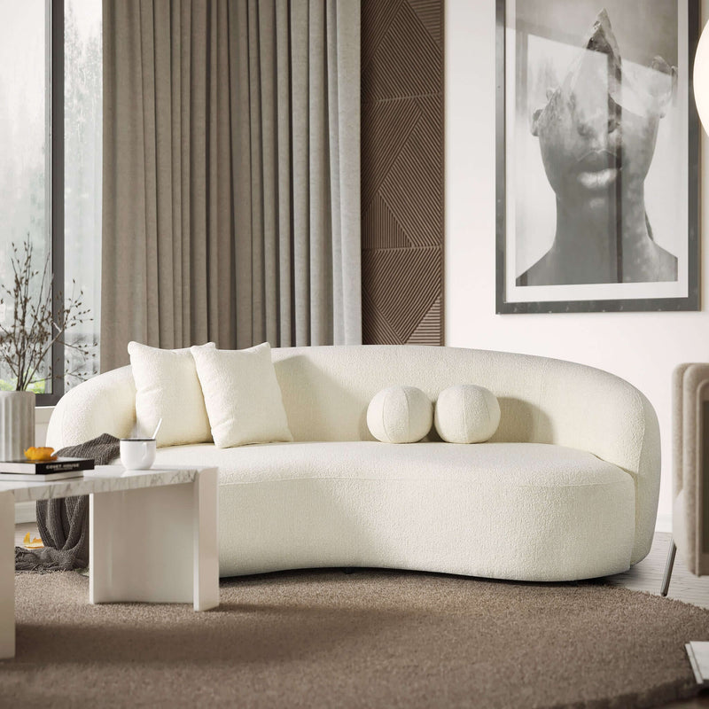 Blair Ivory Curvy Boucle Sofa