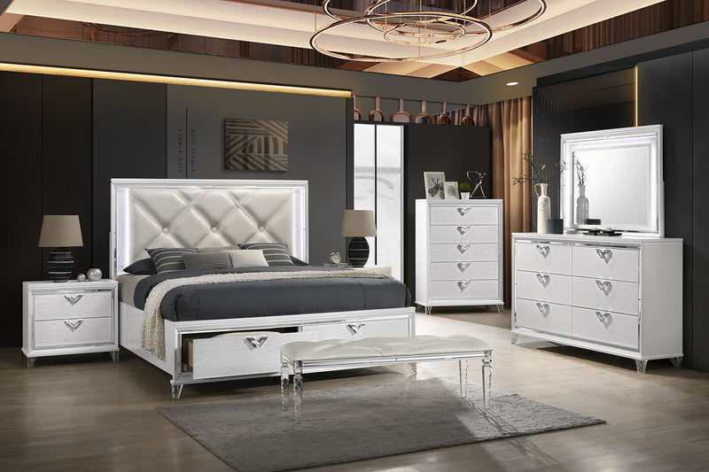 B6100 Layla White LED Platform Bedroom Set