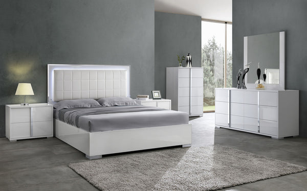 Beverly White Platform LED Bedroom Set