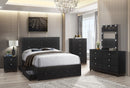 Midnight Black Velvet Platform Bedroom Set B8200