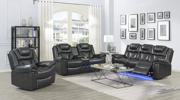 Party Time Grey Power Reclining Living Room Set