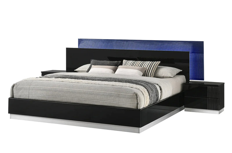 B77 Modena Black LED Italian Bedroom Set