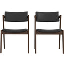 Edwin Mid Centruy Modern  Dining Chair  Set of 2 Black Leather