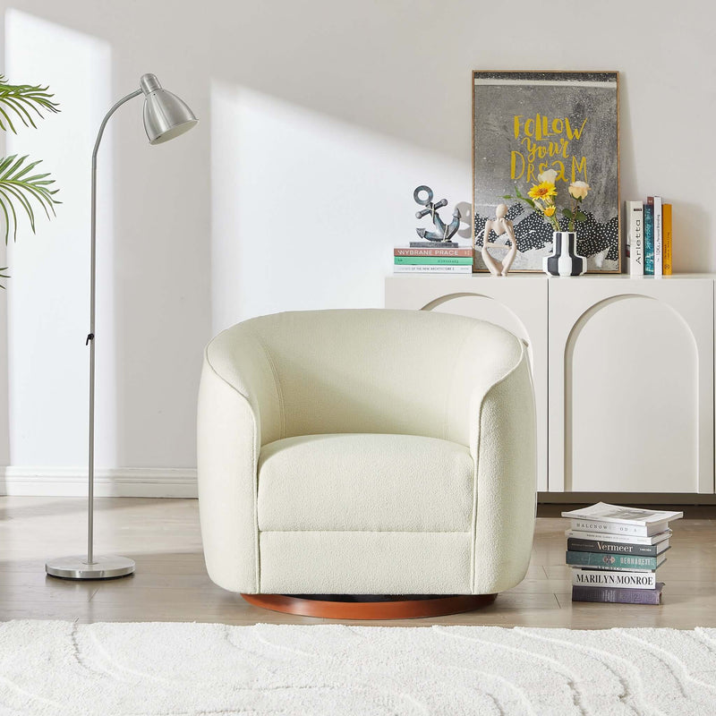 Elise Cream Boucle Swivel Chair