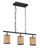 Elysian Three Lights Island With Natural Rattan Shade Farmhouse Chain Ceiling Lamp