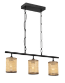 Elysian Three Lights Island With Natural Rattan Shade Farmhouse Chain Ceiling Lamp